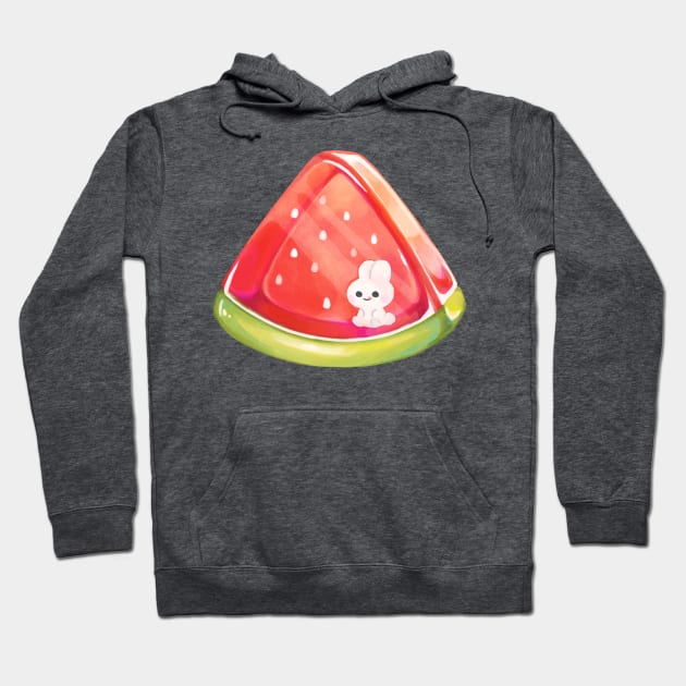 bunny jelly watermelon summer kawaii Hoodie by mushopea